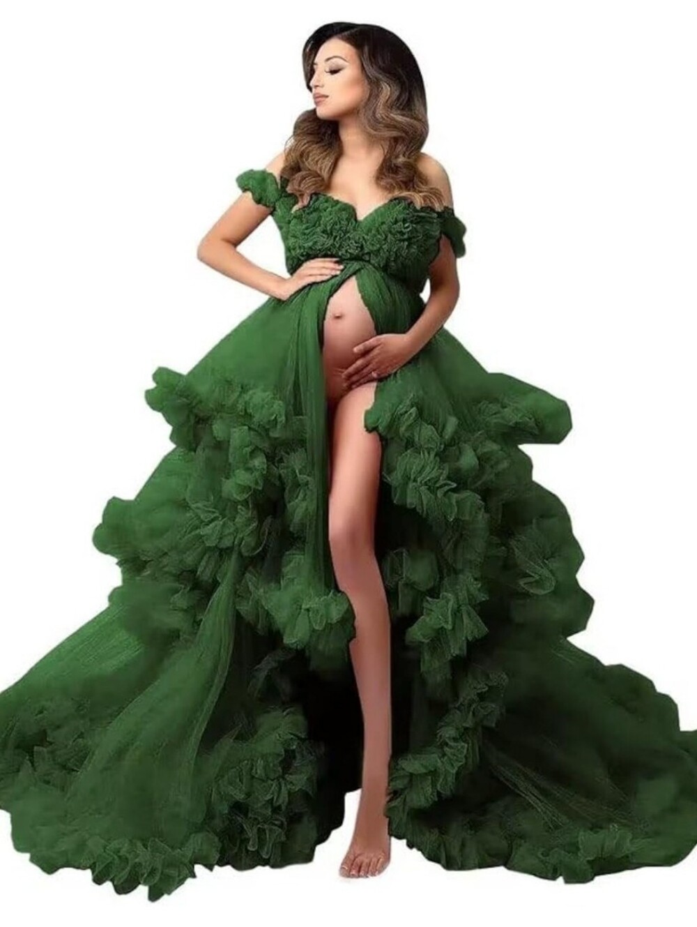 Forest Green Puffy Tulle Dress